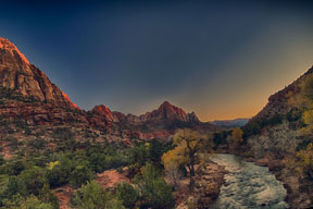 River At Sunset Zion Park